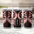 Maori Rugby Custom Ngaru Mangopare Tumbler Cup Black Red Whetu Niho Taniwha Motif
