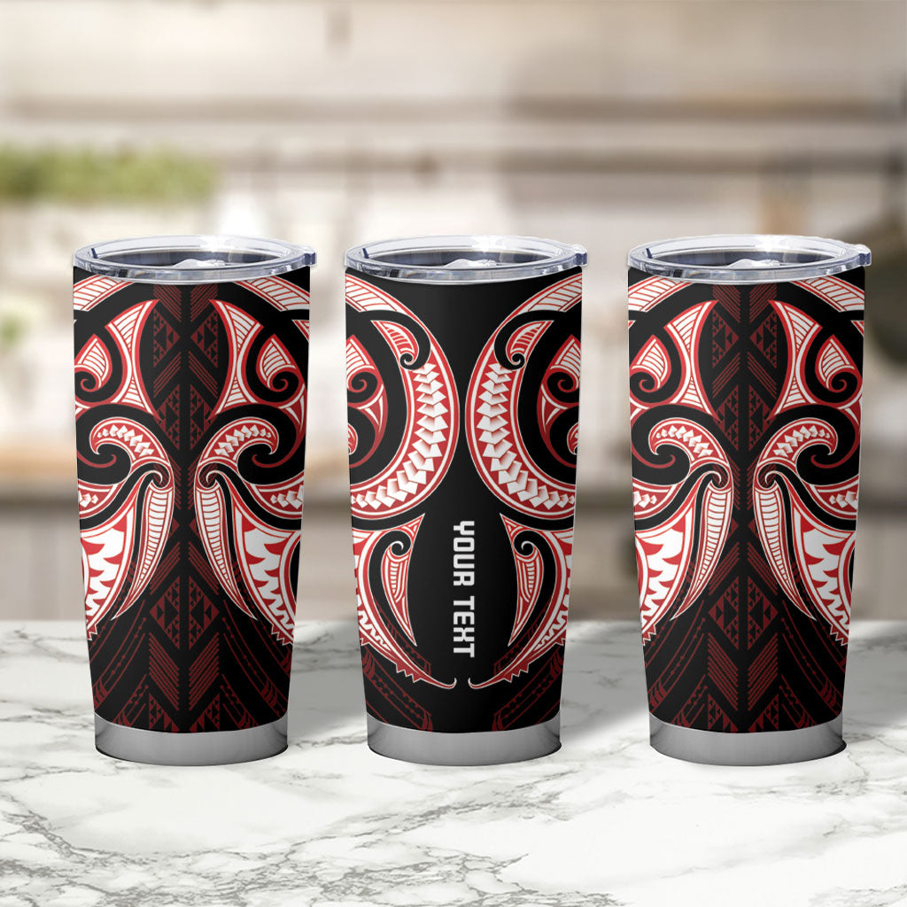 Maori Rugby Custom Ngaru Mangopare Tumbler Cup Black Red Whetu Niho Taniwha Motif