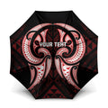 Maori Rugby Custom Ngaru Mangopare Umbrella Black Red Whetu Niho Taniwha Motif