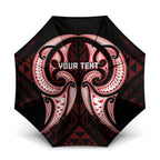 Maori Rugby Custom Ngaru Mangopare Umbrella Black Red Whetu Niho Taniwha Motif