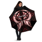 Maori Rugby Custom Ngaru Mangopare Umbrella Black Red Whetu Niho Taniwha Motif