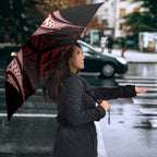 Maori Rugby Custom Ngaru Mangopare Umbrella Black Red Whetu Niho Taniwha Motif