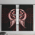 Maori Rugby Custom Ngaru Mangopare Window Curtain Black Red Whetu Niho Taniwha Motif
