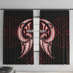 Maori Rugby Custom Ngaru Mangopare Window Curtain Black Red Whetu Niho Taniwha Motif