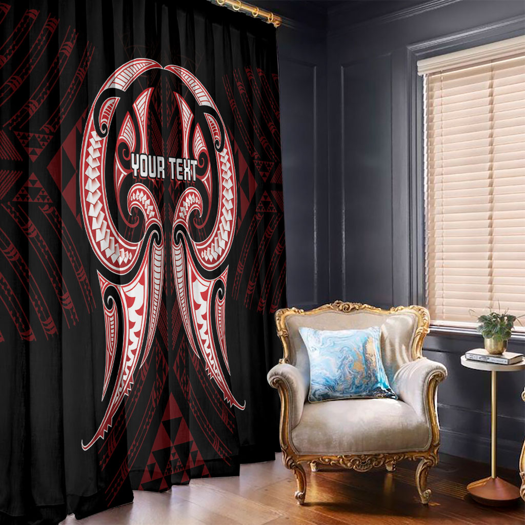 Maori Rugby Custom Ngaru Mangopare Window Curtain Black Red Whetu Niho Taniwha Motif