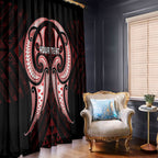 Maori Rugby Custom Ngaru Mangopare Window Curtain Black Red Whetu Niho Taniwha Motif