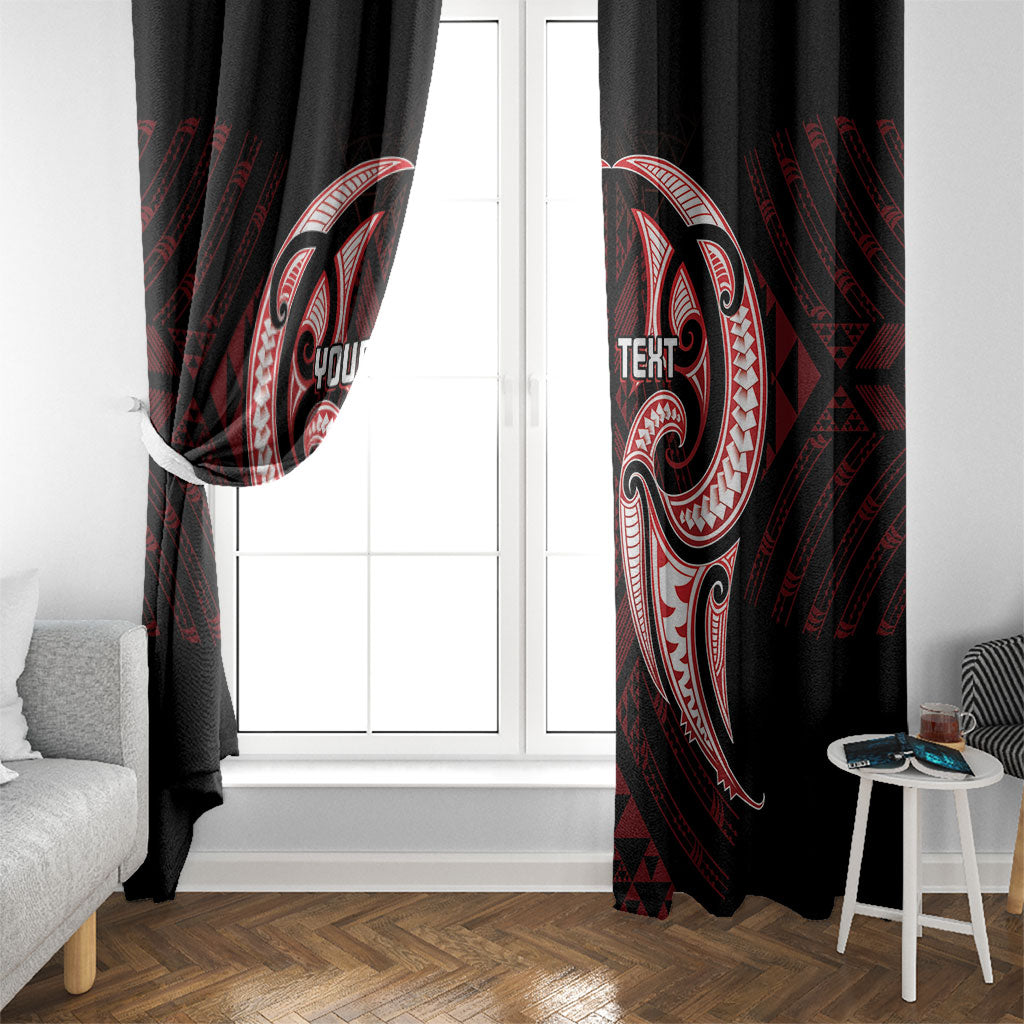 Maori Rugby Custom Ngaru Mangopare Window Curtain Black Red Whetu Niho Taniwha Motif