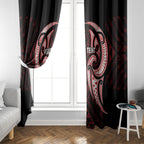 Maori Rugby Custom Ngaru Mangopare Window Curtain Black Red Whetu Niho Taniwha Motif