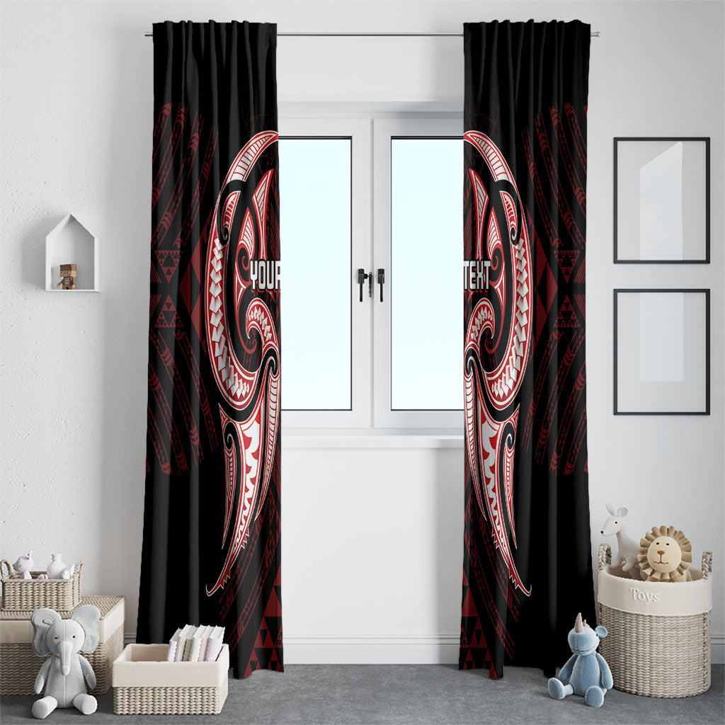 Maori Rugby Custom Ngaru Mangopare Window Curtain Black Red Whetu Niho Taniwha Motif