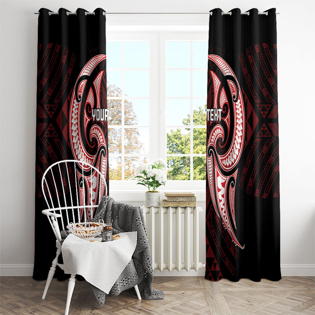 Maori Rugby Custom Ngaru Mangopare Window Curtain Black Red Whetu Niho Taniwha Motif