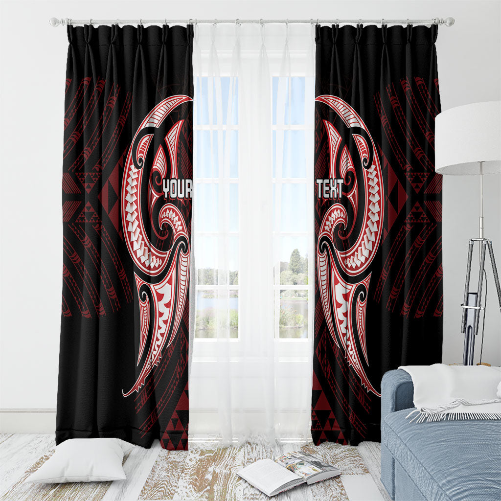 Maori Rugby Custom Ngaru Mangopare Window Curtain Black Red Whetu Niho Taniwha Motif