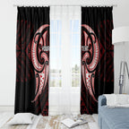 Maori Rugby Custom Ngaru Mangopare Window Curtain Black Red Whetu Niho Taniwha Motif