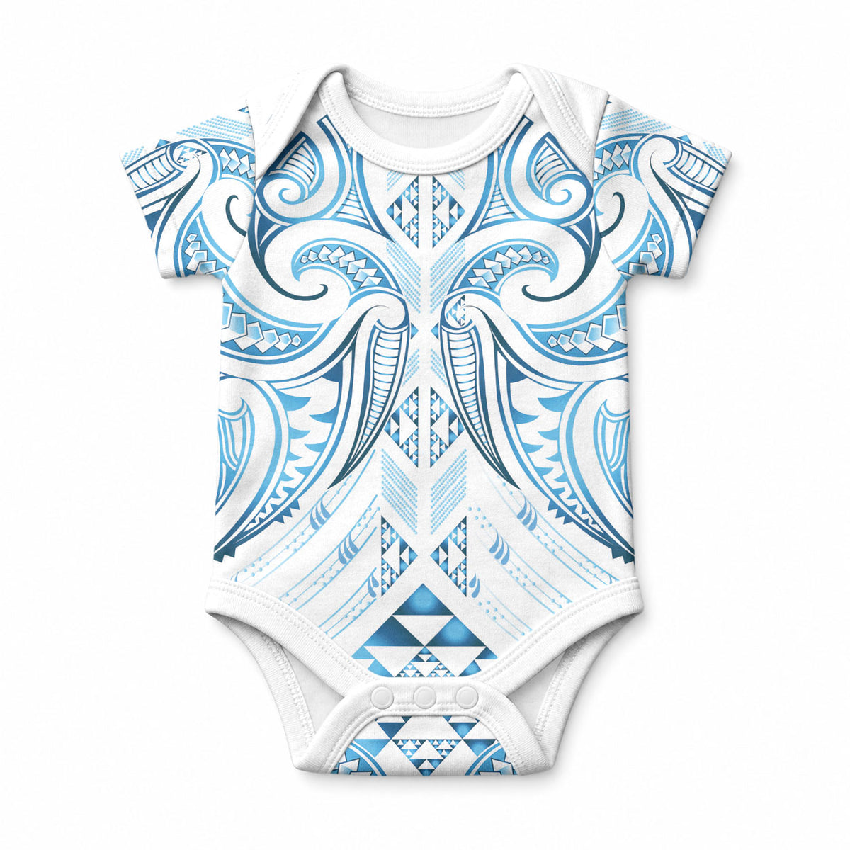 Maori Rugby Custom Ngaru Mangopare Baby Onesie Kahui Whetu Niho Taniwha Motif