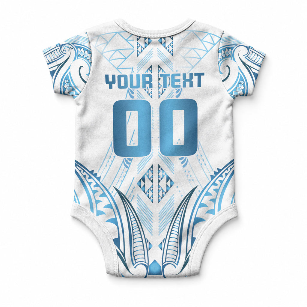 Maori Rugby Custom Ngaru Mangopare Baby Onesie Kahui Whetu Niho Taniwha Motif