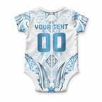 Maori Rugby Custom Ngaru Mangopare Baby Onesie Kahui Whetu Niho Taniwha Motif