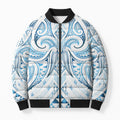 Maori Rugby Custom Ngaru Mangopare Bomber Puffer Jacket Kahui Whetu Niho Taniwha Motif