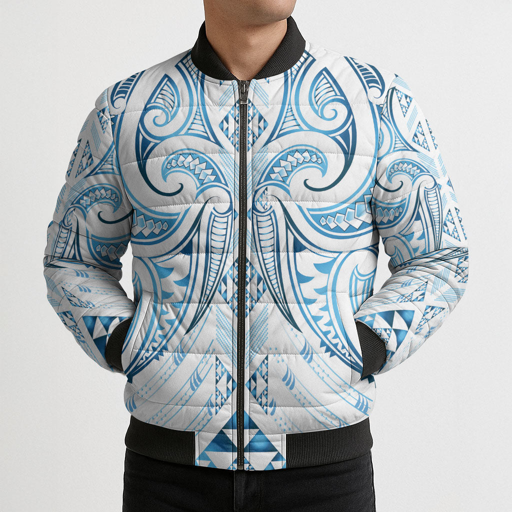 Maori Rugby Custom Ngaru Mangopare Bomber Puffer Jacket Kahui Whetu Niho Taniwha Motif