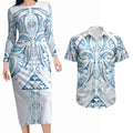 Maori Rugby Custom Ngaru Mangopare Couples Matching Long Sleeve Bodycon Dress and Hawaiian Shirt Kahui Whetu Niho Taniwha Motif