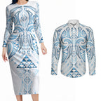 Maori Rugby Custom Ngaru Mangopare Couples Matching Long Sleeve Bodycon Dress and Long Sleeve Button Shirt Kahui Whetu Niho Taniwha Motif