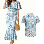 Maori Rugby Custom Ngaru Mangopare Couples Matching Mermaid Dress and Hawaiian Shirt Kahui Whetu Niho Taniwha Motif