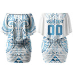Maori Rugby Custom Ngaru Mangopare Couples Matching Off Shoulder Short Dress and Hawaiian Shirt Kahui Whetu Niho Taniwha Motif