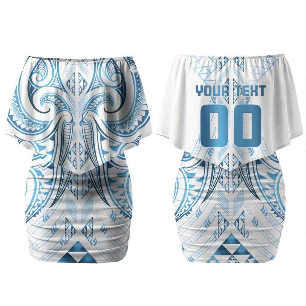 Maori Rugby Custom Ngaru Mangopare Couples Matching Off Shoulder Short Dress and Long Sleeve Button Shirt Kahui Whetu Niho Taniwha Motif