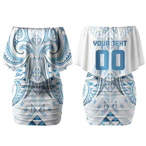 Maori Rugby Custom Ngaru Mangopare Couples Matching Off Shoulder Short Dress and Long Sleeve Button Shirt Kahui Whetu Niho Taniwha Motif