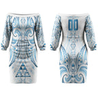 Maori Rugby Custom Ngaru Mangopare Couples Matching Off The Shoulder Long Sleeve Dress and Hawaiian Shirt Kahui Whetu Niho Taniwha Motif
