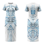 Maori Rugby Custom Ngaru Mangopare Couples Matching Short Sleeve Bodycon Dress and Hawaiian Shirt Kahui Whetu Niho Taniwha Motif