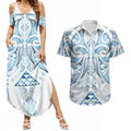 Maori Rugby Custom Ngaru Mangopare Couples Matching Summer Maxi Dress and Hawaiian Shirt Kahui Whetu Niho Taniwha Motif