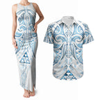 Maori Rugby Custom Ngaru Mangopare Couples Matching Tank Maxi Dress and Hawaiian Shirt Kahui Whetu Niho Taniwha Motif