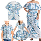 Maori Rugby Custom Ngaru Mangopare Family Matching Off Shoulder Maxi Dress and Hawaiian Shirt Kahui Whetu Niho Taniwha Motif