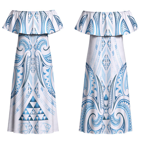 Maori Rugby Custom Ngaru Mangopare Family Matching Off Shoulder Maxi Dress and Hawaiian Shirt Kahui Whetu Niho Taniwha Motif