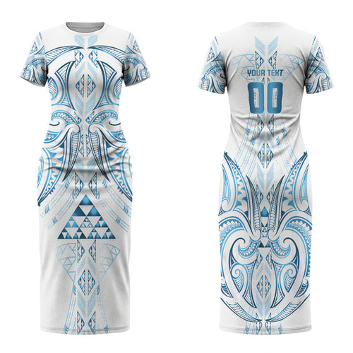 Maori Rugby Custom Ngaru Mangopare Family Matching Short Sleeve Bodycon Dress and Hawaiian Shirt Kahui Whetu Niho Taniwha Motif