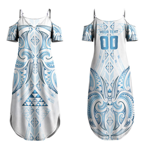 Maori Rugby Custom Ngaru Mangopare Family Matching Summer Maxi Dress and Hawaiian Shirt Kahui Whetu Niho Taniwha Motif