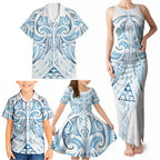 Maori Rugby Custom Ngaru Mangopare Family Matching Tank Maxi Dress and Hawaiian Shirt Kahui Whetu Niho Taniwha Motif