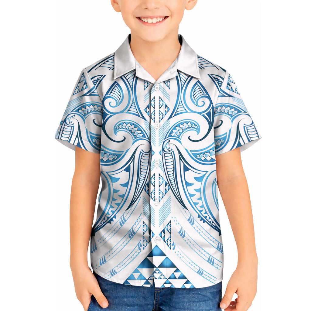 Maori Rugby Custom Ngaru Mangopare Kid Hawaiian Shirt Kahui Whetu Niho Taniwha Motif