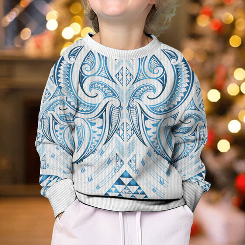 Maori Rugby Custom Ngaru Mangopare Kid Ugly Christmas Sweater Kahui Whetu Niho Taniwha Motif