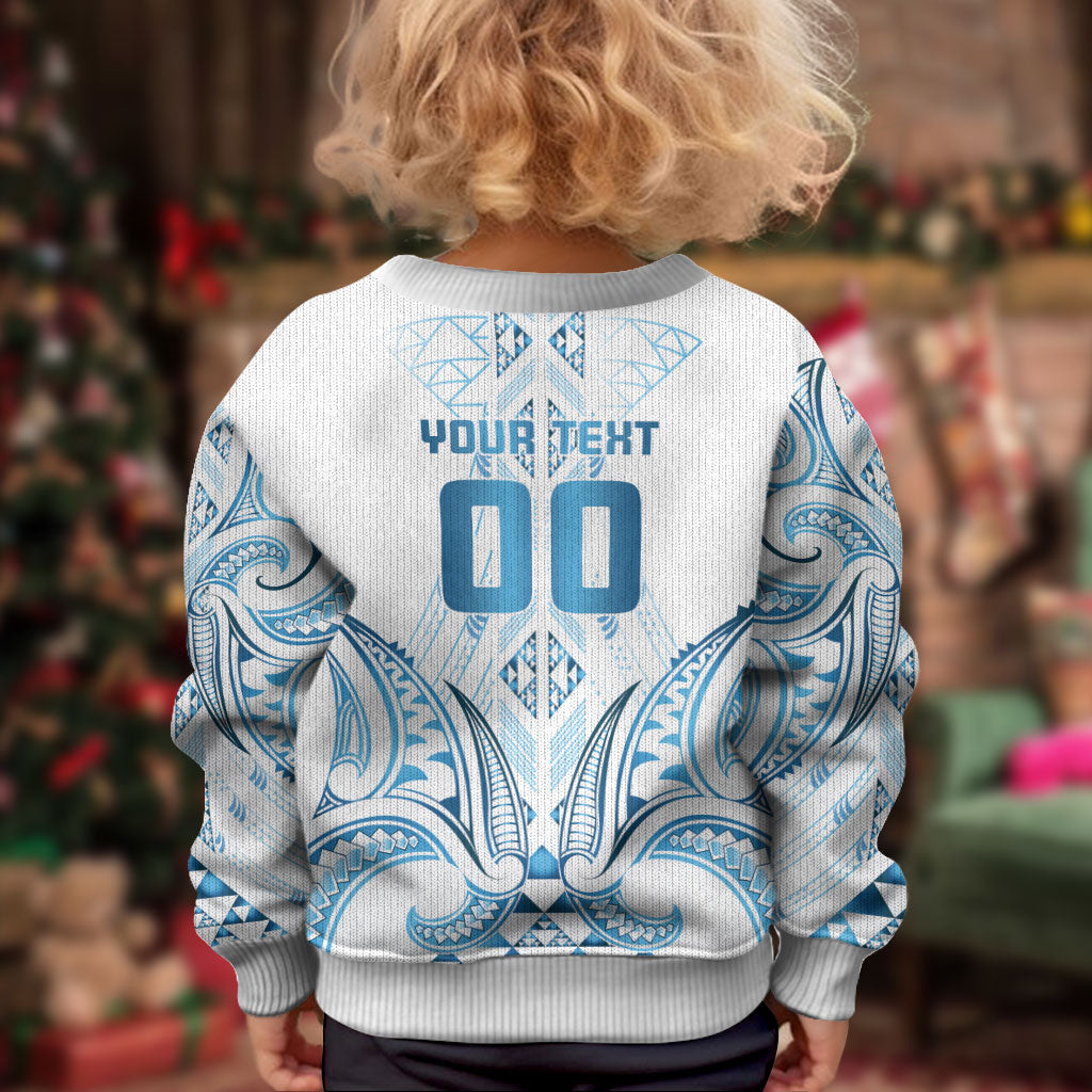 Maori Rugby Custom Ngaru Mangopare Kid Ugly Christmas Sweater Kahui Whetu Niho Taniwha Motif