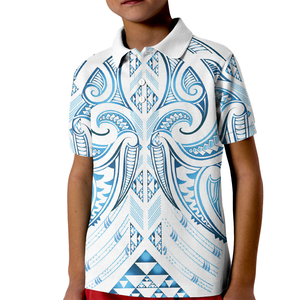 Maori Rugby Custom Ngaru Mangopare Kid Polo Shirt Kahui Whetu Niho Taniwha Motif