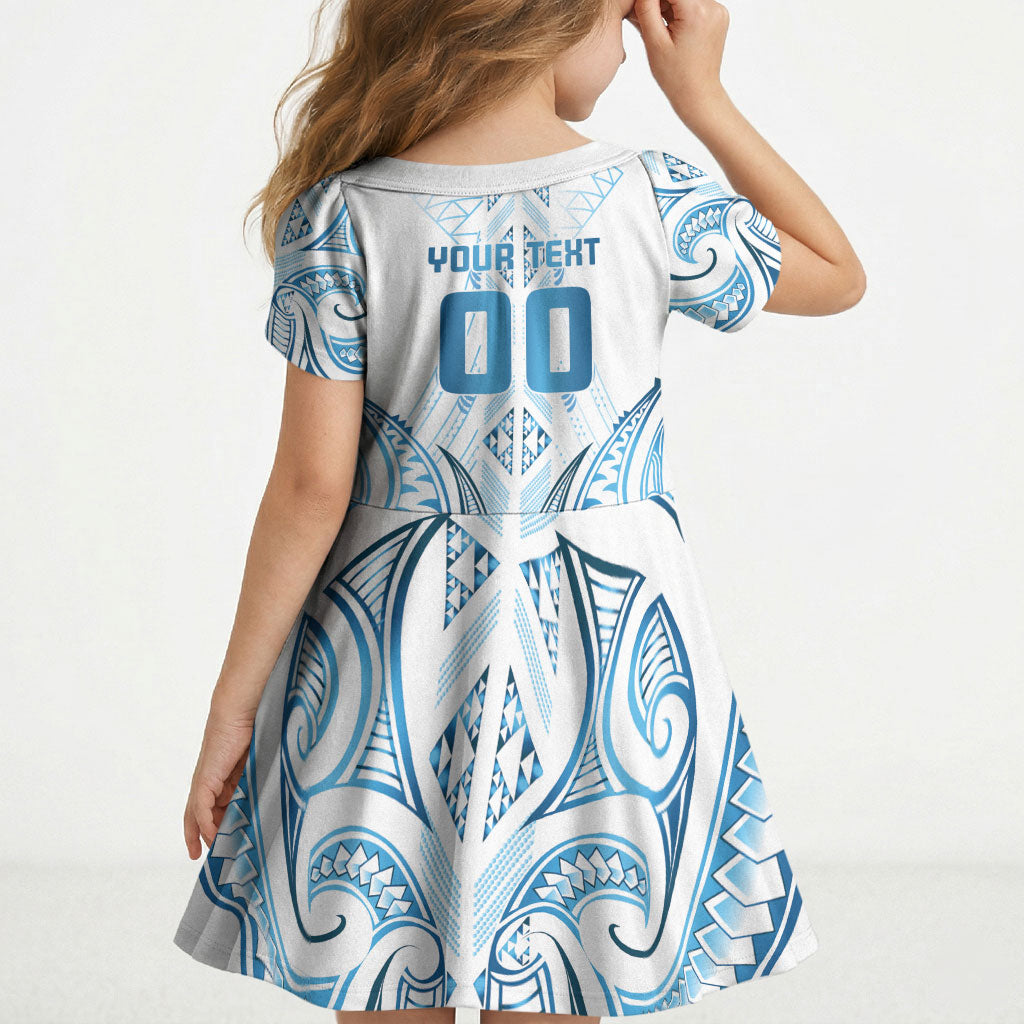 Maori Rugby Custom Ngaru Mangopare Kid Short Sleeve Dress Kahui Whetu Niho Taniwha Motif