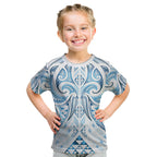 Maori Rugby Custom Ngaru Mangopare Kid T Shirt Kahui Whetu Niho Taniwha Motif