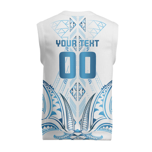 Maori Rugby Custom Ngaru Mangopare Christmas Knitted V-Neck Vest Kahui Whetu Niho Taniwha Motif