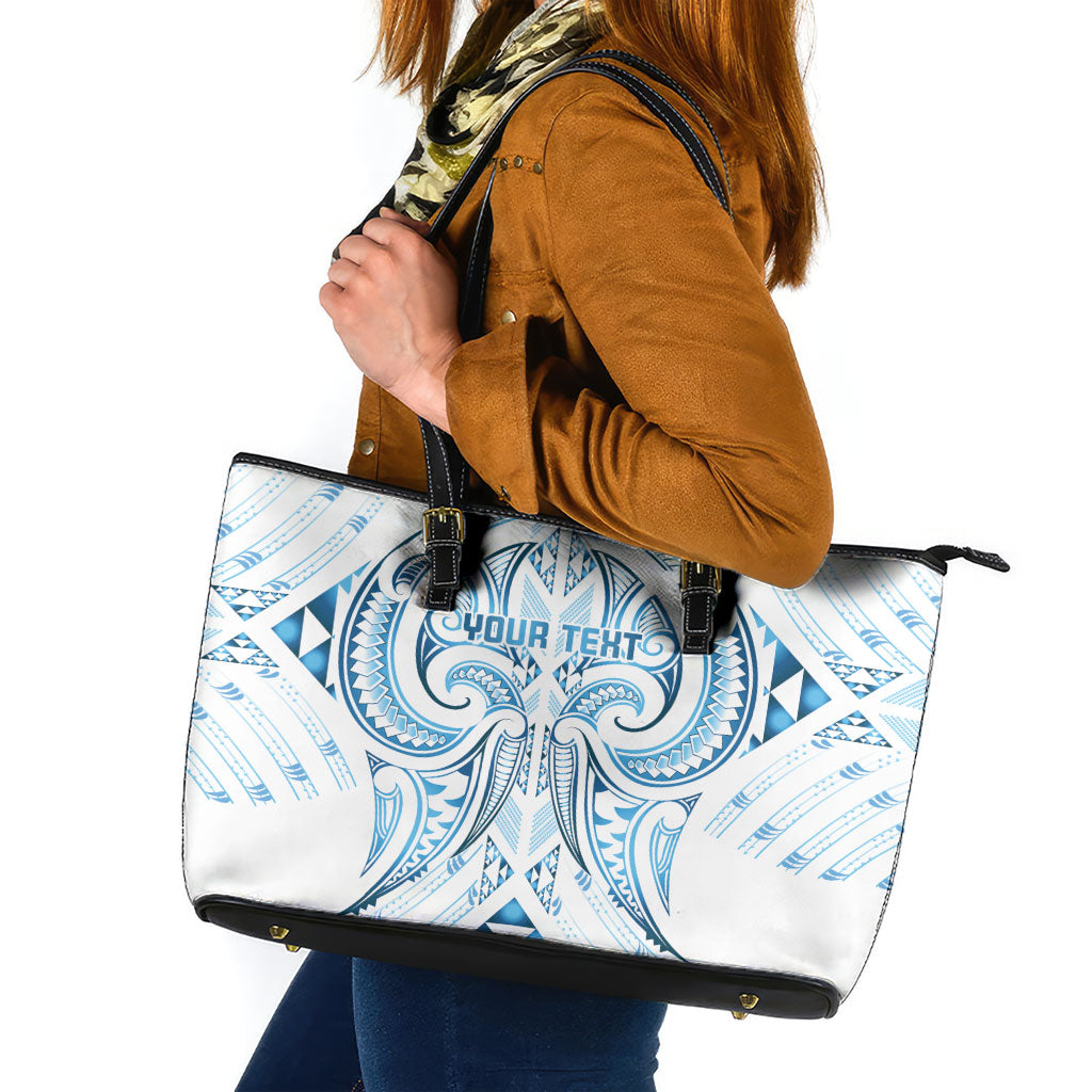 Maori Rugby Custom Ngaru Mangopare Leather Tote Bag Kahui Whetu Niho Taniwha Motif