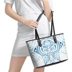 Maori Rugby Custom Ngaru Mangopare Leather Tote Bag Kahui Whetu Niho Taniwha Motif