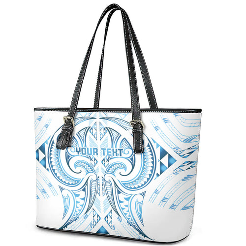 Maori Rugby Custom Ngaru Mangopare Leather Tote Bag Kahui Whetu Niho Taniwha Motif