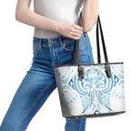 Maori Rugby Custom Ngaru Mangopare Leather Tote Bag Kahui Whetu Niho Taniwha Motif