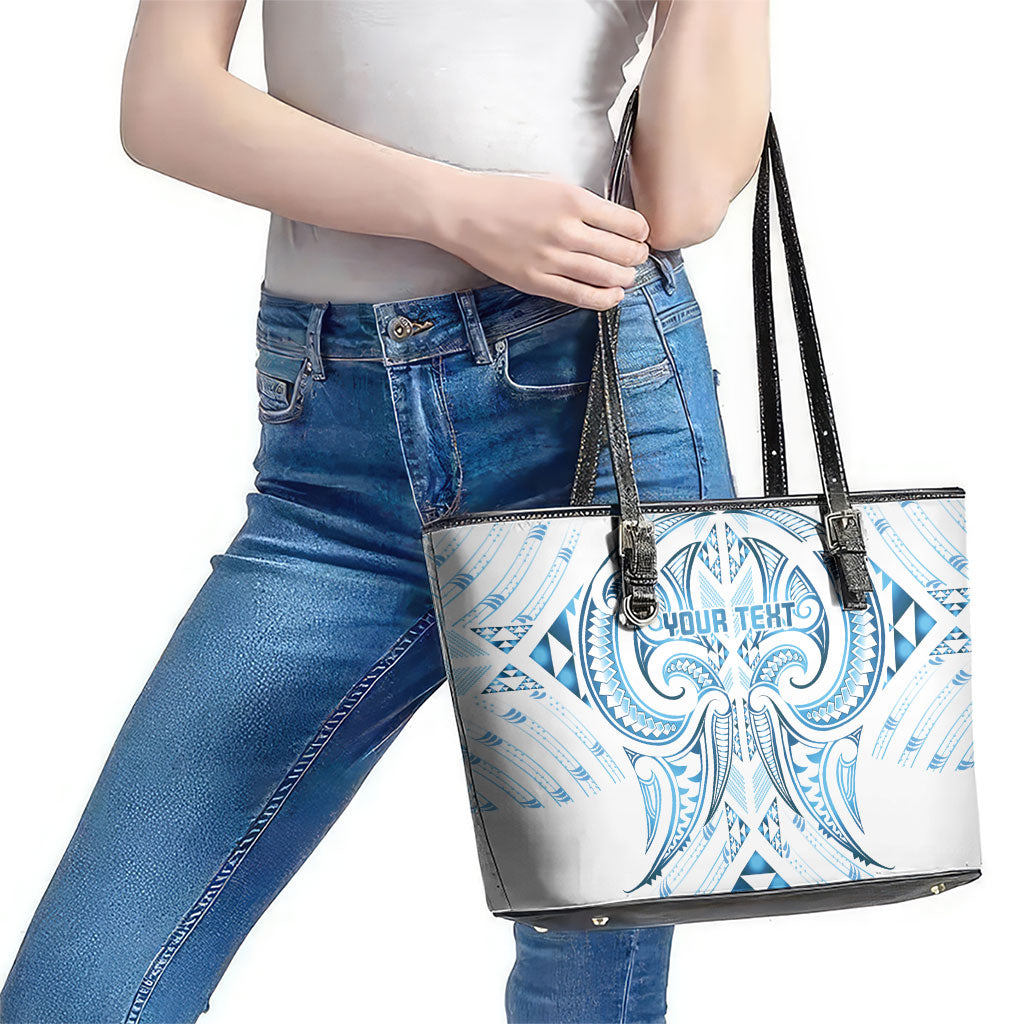 Maori Rugby Custom Ngaru Mangopare Leather Tote Bag Kahui Whetu Niho Taniwha Motif