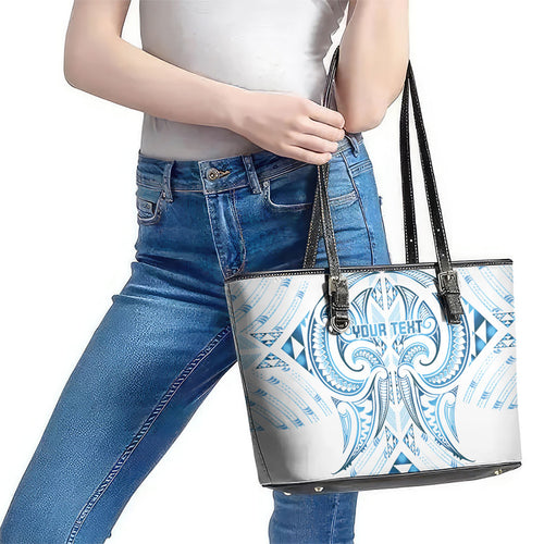 Maori Rugby Custom Ngaru Mangopare Leather Tote Bag Kahui Whetu Niho Taniwha Motif