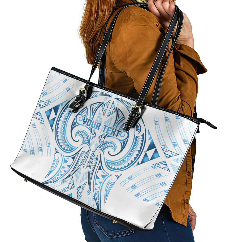 Maori Rugby Custom Ngaru Mangopare Leather Tote Bag Kahui Whetu Niho Taniwha Motif